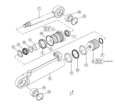 Hydraulic cylinder felling link 80/50 LM999034