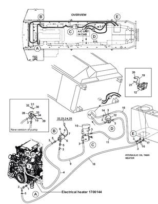 Cab air conditioning and heating, pipes 9991363S2