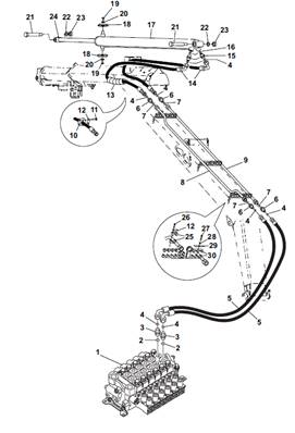 Crane telescope, hydraulic lines 9991495