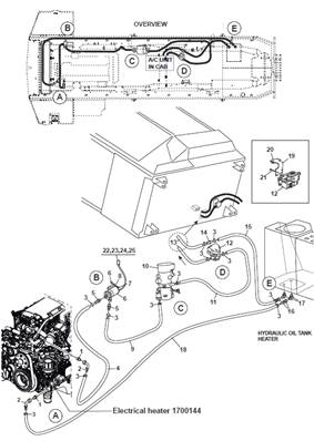 Cab air conditioning and heating, pipes 9991558