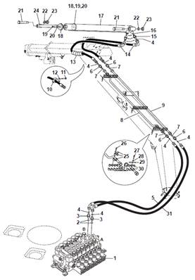Crane telescope, hydraulic lines 9991772