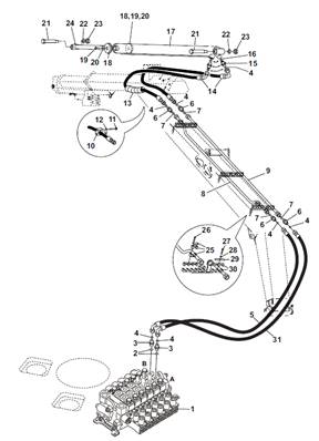 Crane telescope, hydraulic lines 9991242