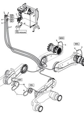 Service brakes, hydraulic lines 9991708