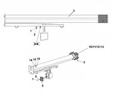 Crane telescope 220/250/260/300 10m, assembly 9991851