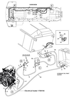 Cab air conditioning and heating, pipes 9992470