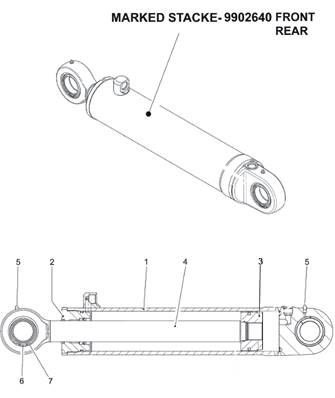 Rear pendulum arm, hydraulic cylinders 9992910