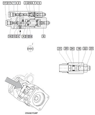 Crane hydraulic pump, control valve 02466272