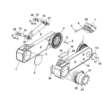 Rear pendulum arm, assembly 9901208