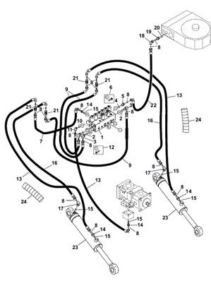 Rear drive motor, hydraulic lines 9991480