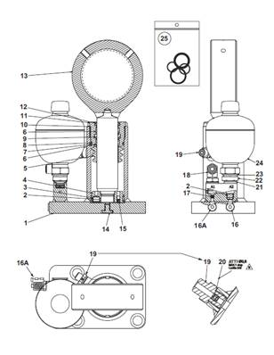 Cabin suspension cylinder, assembly 9906603