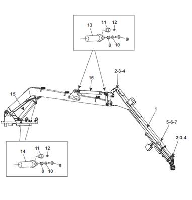 Crane cylinder 220 10m, assembly 9991239