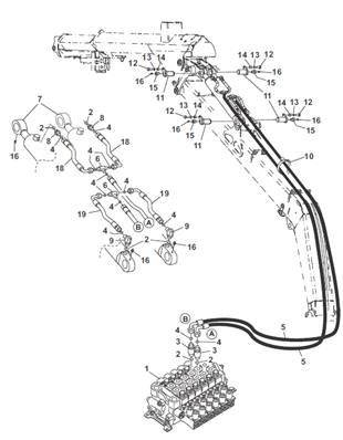 Crane arm, hydraulic lines 9991245