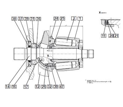 Hydraulic pump felling head, rotation 9992081