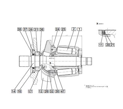 Harvester head hydraulic pump, rotation 9992237
