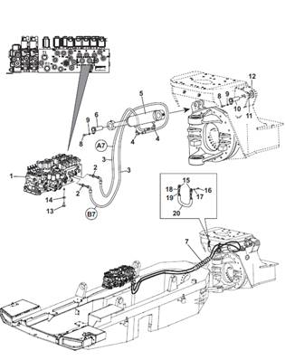 Articulation oscillation, hydraulic lines 9902856