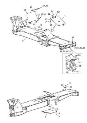 Rear frame, assembly 9991577