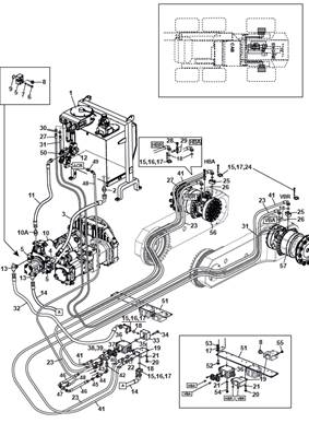 Rear drive motor, hydraulic lines 9991694S2