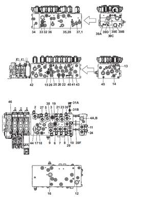 Main hydraulic distributor, assembly 9905497
