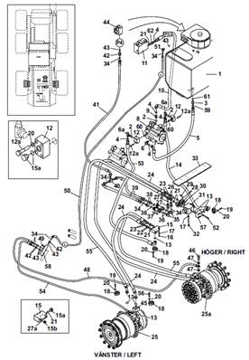 Rear drive motor, hydraulic lines 9991879S2