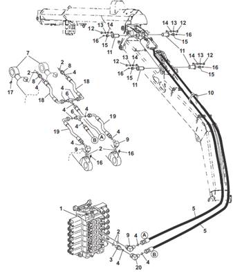 Tilt crane, hydraulic lines 9992283