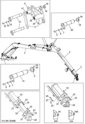 Crane 250 11,5m, assembly 9992291