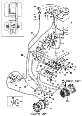Rear drive motor, hydraulic lines 9992395S2