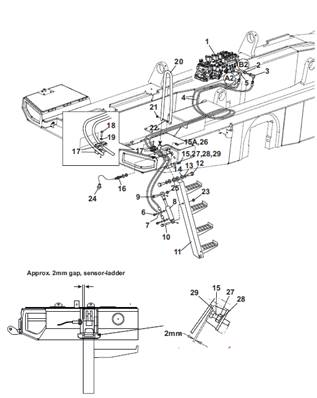 Ladder, hydraulic lines 9992452