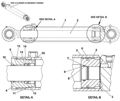 Hydraulic steering cylinder, assembly 99929106