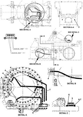 Swing bearing, lubrication lines 7016587
