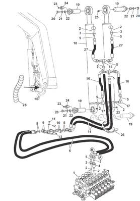 Crane lifting, hydraulic lines 9991243