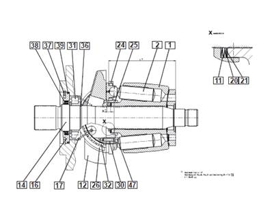 Hydraulic pump felling head, rotation 9992309