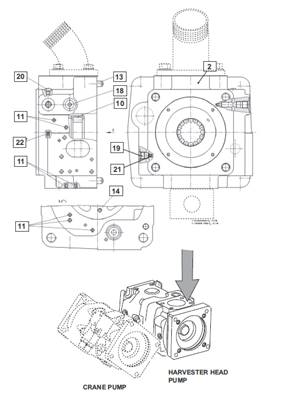Harvesting head hydraulic pump, adapter plate 99929448