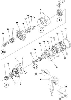 Turret rotation motor, assembly 7016642S2