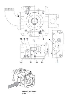 Harvester head hydraulic pump, assembly 7032911
