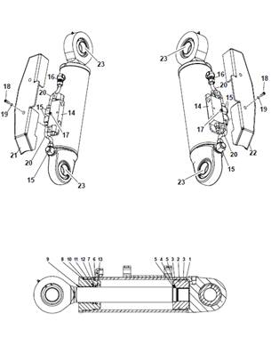 Turret oscillation cylinder, assembly 9991203