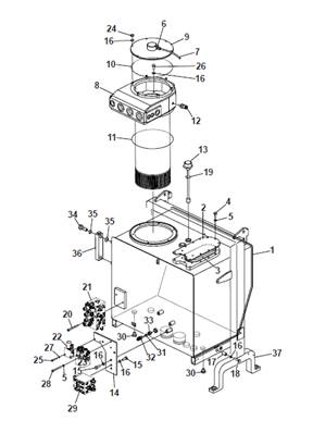Hydraulic tank, assembly 9992919S2
