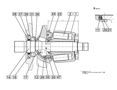Hydraulic pump felling head, rotation 9993010