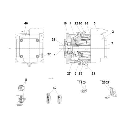 Harvester head hydraulic pump, assembly 9900054