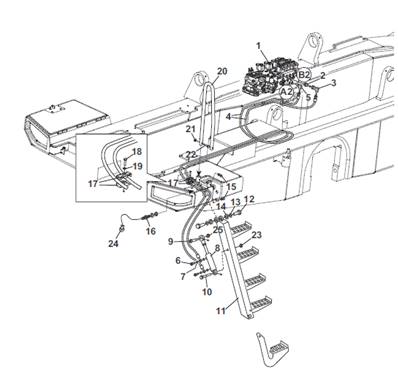 Ladder, hydraulic lines 9902855
