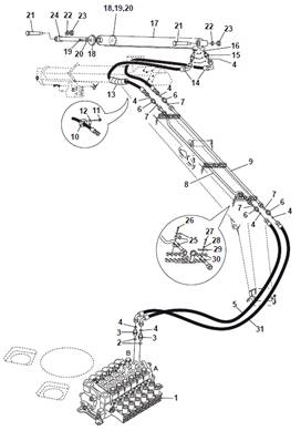 Crane telescope, hydraulic lines 9991052
