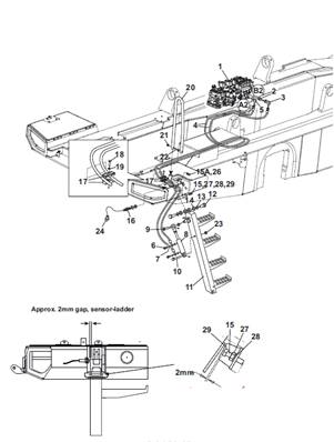 Ladder, hydraulic lines 9991315