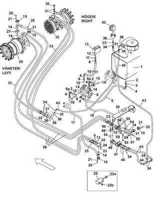 MSE08 forward drive motor, hydraulic lines 9992333S2