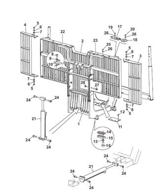 Hydraulic and mechanical removable grid, mounting 9992402