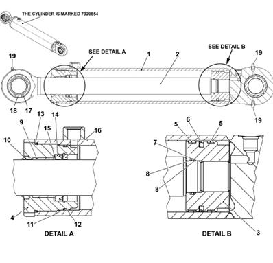 Hydraulic steering cylinder, assembly 99929414
