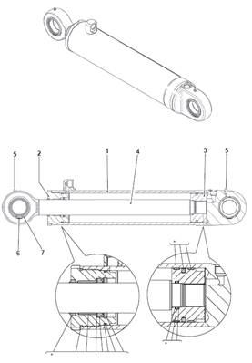 Rear pendulum arm, hydraulic cylinders 99929500