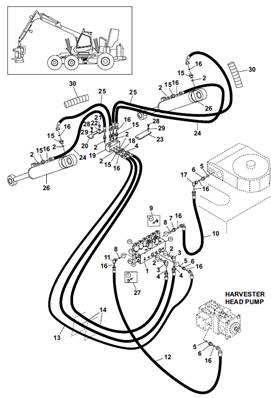 Front pendulum arms, hydraulic lines 9991903