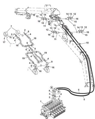 Crane arm, hydraulic lines 9992251
