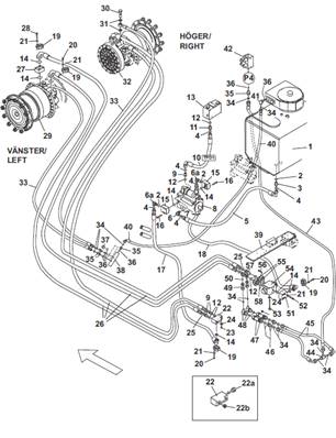 MSE08 forward drive motor, hydraulic lines 9992262S2