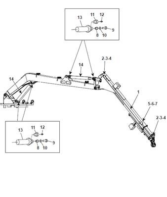 Crane cylinder 10m, assembly 9991047