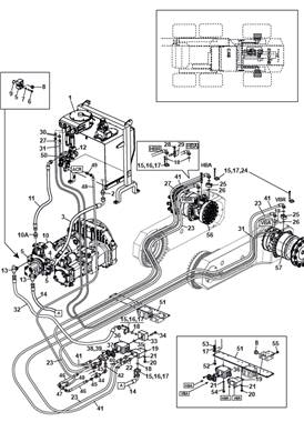 Rear drive motor, hydraulic lines 9992047S2
